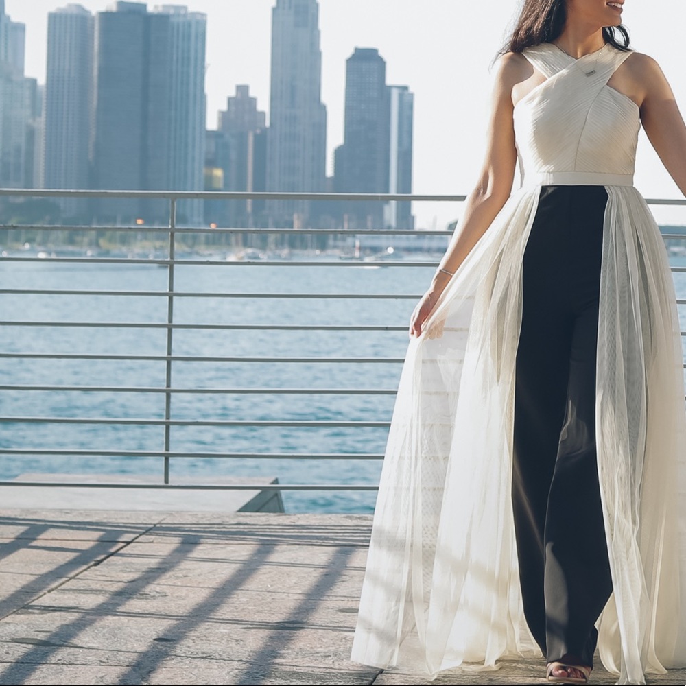 Bcbg Maxazria nude and black jump suit